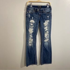 Silver Tuesday Jeans distressed with under lace size 28/33
